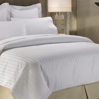 Hotel duvet cover sets 300 Thread Count Cotton 3cm Stripe White-003