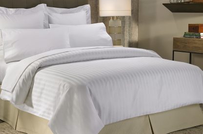 Hotel duvet cover sets 300 Thread Count Cotton 3cm Stripe White-003