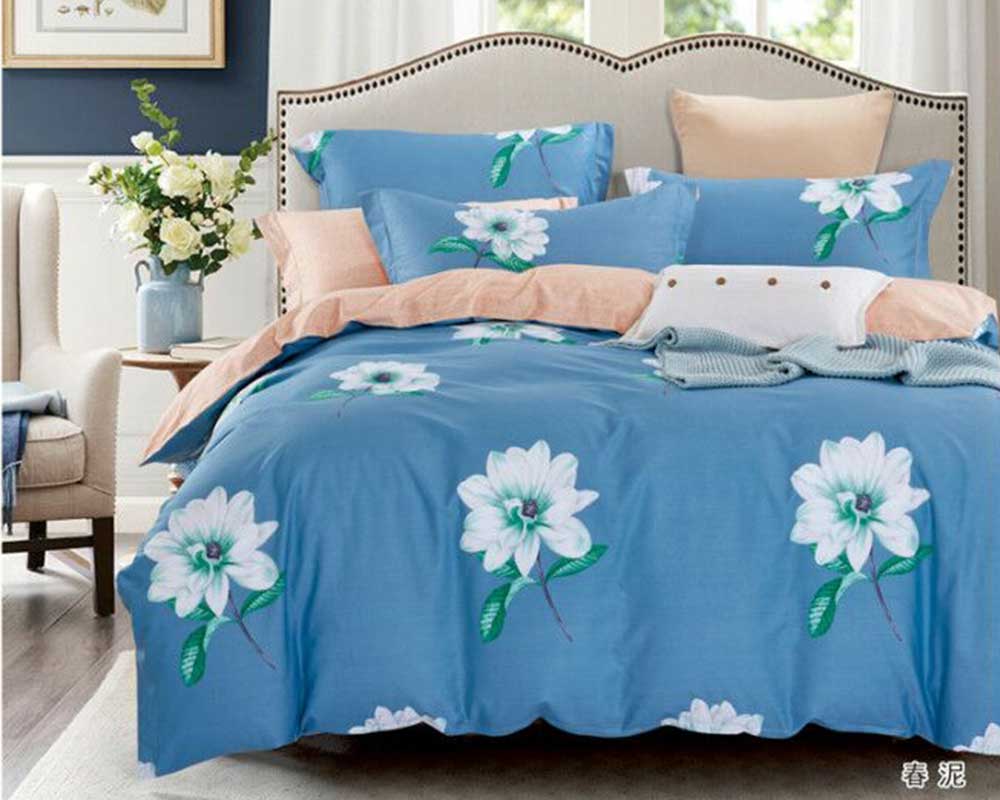 Floral Print 240 TC100% Cotton Double/Queen Size Bedsheet with 2 Pillow Cover US 